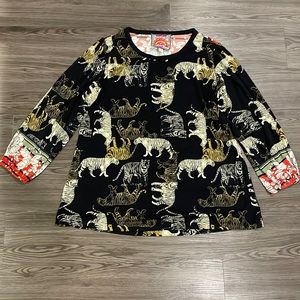 NWOT Johnny Was Tiger Knit Puff Sleeve Ultra Soft Bamboo Top